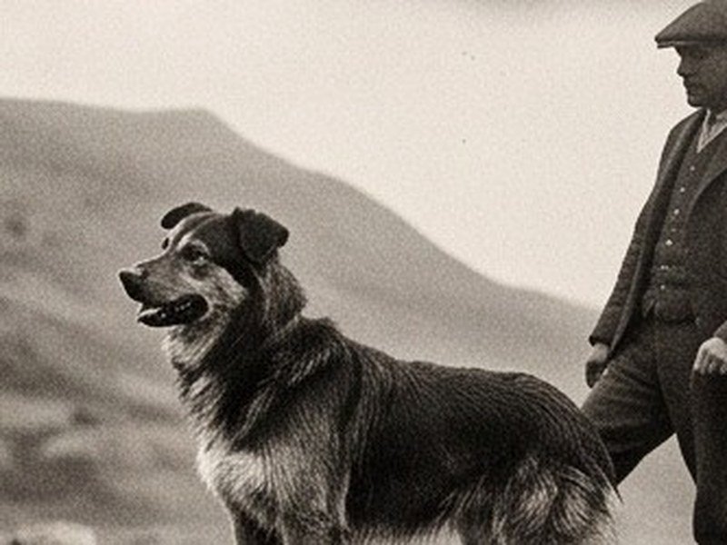 Shepherd and collie on a hillside