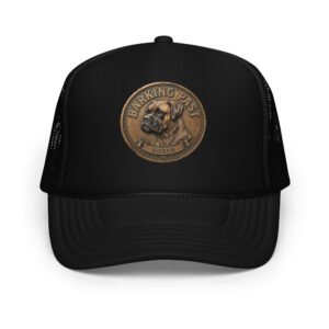 Boxer Bronze Medallion Trucker Hat, Natural Ears | Barking Past